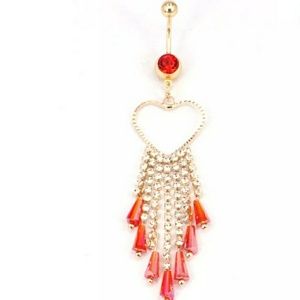 ※NEW※ HEART RED + GOLD BELLY BUTTON RING - NAVEL